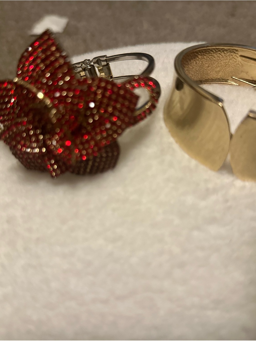 Red Crystal Flower Statement Earrings - Unbranded